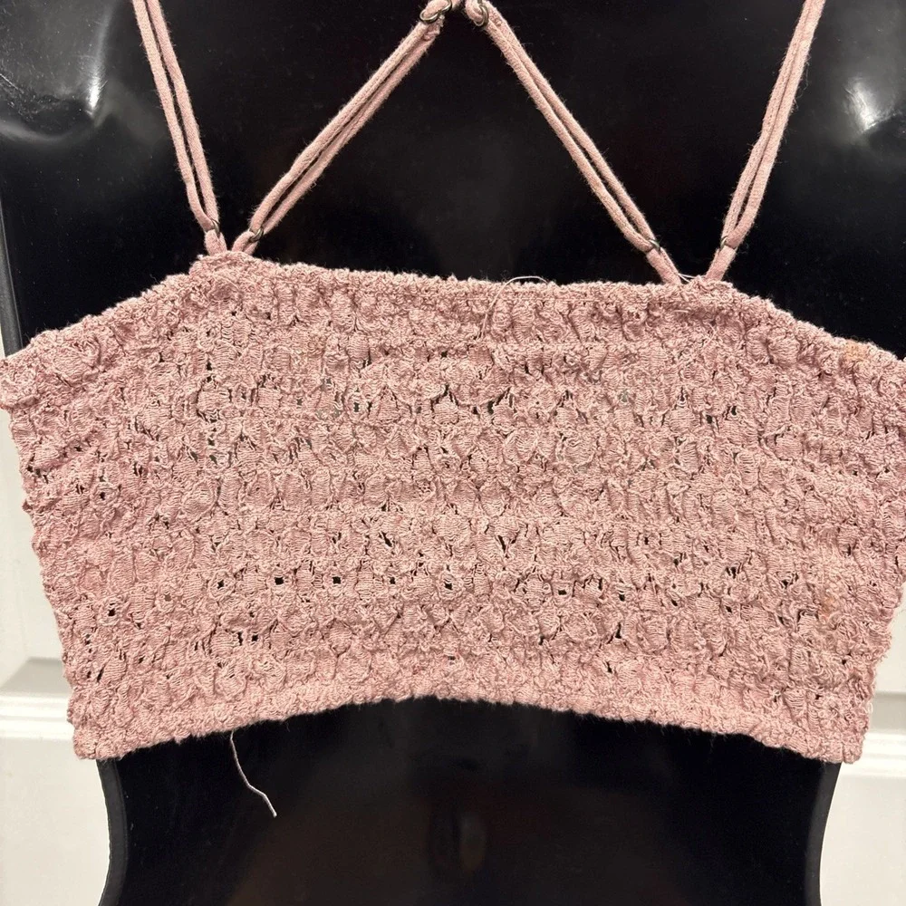 Free People Adella Crochet Lacey Bra Mauve Pink‎ Romantic Boho Festival - Small